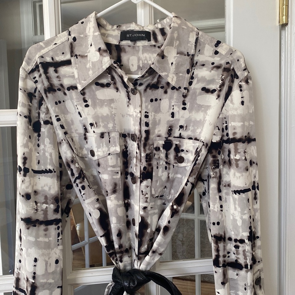 ST.JOHN dupioni silk shirt dress